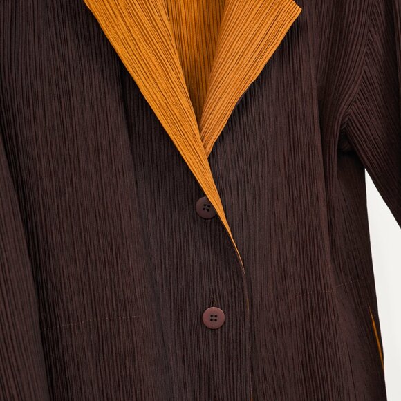 Issey Miyake Brown Pleated-Satin Blazer - Picture 6 of 10